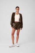 FAUX LEATHER POWER HOUR FULL ZIP CROPPED JACKET